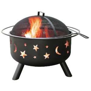   28345 Big Sky Stars and Moons Firepit, Black Patio, Lawn & Garden