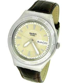SWATCH SWISS LEATHER STRAP MENS WATCH YGS738  