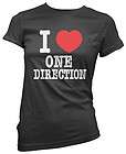Love Heart One 1 Direction Ladies Womens Black Girls Cotton T Shirt 