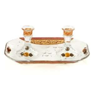   Candlestick Set with Leaves, Beads and Star of David