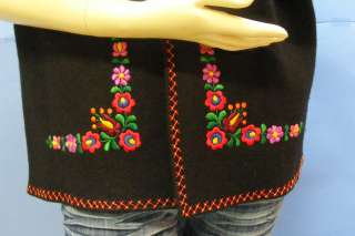 Vtg HUNGARIAN H Embroidered Bolero Ethnic MATYO Felt Waistcoat VEST 