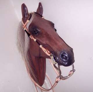 TONE RAWHIDE TWO EAR SILVER BRIDLE HEADSTALL BOSAL HORSE HAIR 