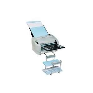 automatically feeds and folds a stack of paper up to 8 1/2 x 14. Use 