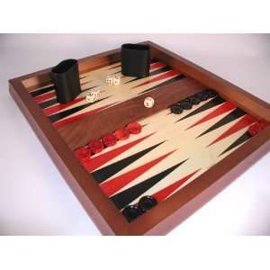  Wood Table Top Backgammon, non fold, Red/Blk Alabaster 