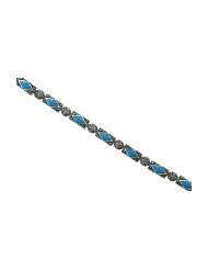 Sterling Silver Marcasite and Simulated Turquoise Bracelet