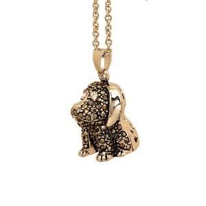    Puppy Dog Pendant with Genuine Marcasite and Chain Jewelry