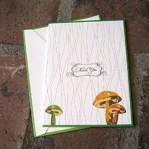 Signature Line   Mushroom Folded Thank You Card (1 Card + 1 Envelopes 