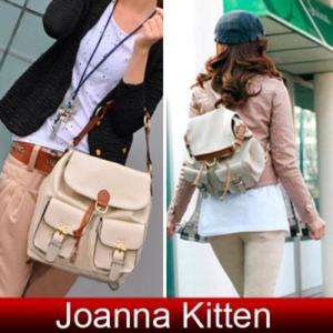 JK Korean PU Leather Shoulder Messenger Bag Backpack  