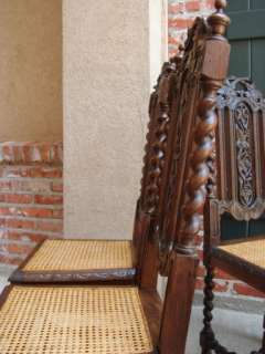SET 6 Antique FRENCH Oak Barley Twist Dining Chair  