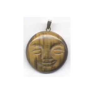  Tiger Eye Moon Face Pendant, SP Findings Arts, Crafts 
