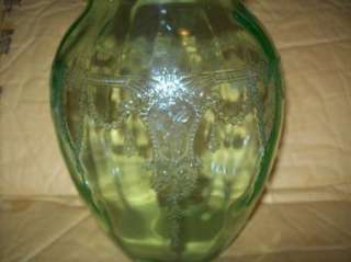 cameo ballerina dancing girl green 8 inch vase hocking glass 
