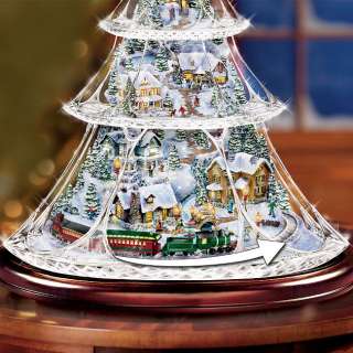   Kinkade Animated Crystal Tabletop Christmas Tree Holiday Reflections