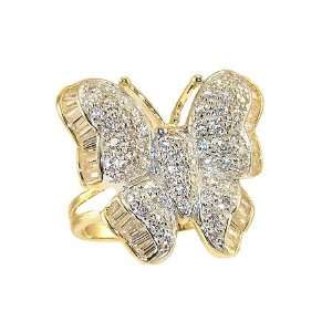   Fancy Large Butterfly Design Cocktail Ring with Created Gems Jewelry