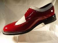Mens Red and White Formal Spectators Wingtip Shoes  