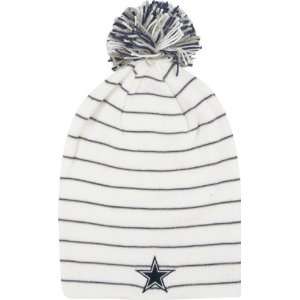   Cowboys Womens Knit Hat White Long Pom Knit Hat