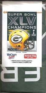 Green Bay Packers Super Bowl XLV Champion Vertical Flag  