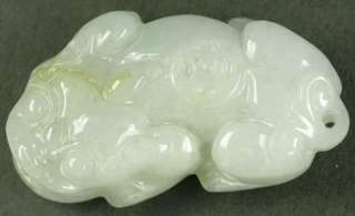 Wealth Creature Pi Xiu White Pendant 100% Natural Grade A Chinese Jade 