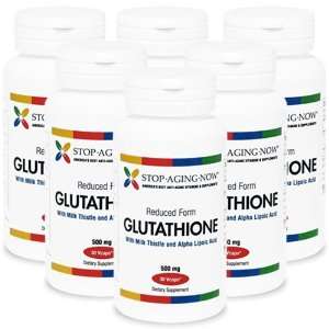 GLUTATHIONE WITH MILK THISTLE & ALA   500 mg. (6 Pack) Reduced Form 
