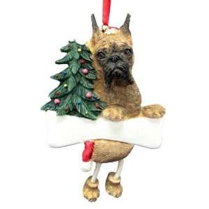  Boxer Dog Dangling Legs Christmas Ornament in Gift Box 