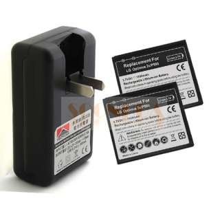 2x 1800mAh Battery + AC Charger For LG Optimus 3D P920  