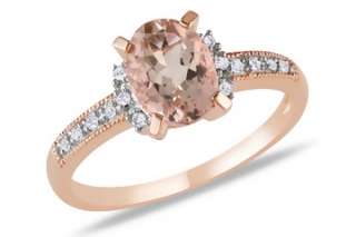 Carat Morganite & Diamond Sterling Silver ring w/Pink Rhodium