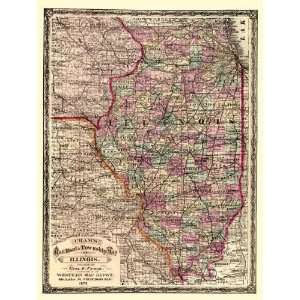  STATE OF ILLINOIS (IL) BY GEORGE F. CRAM 1875 MAP