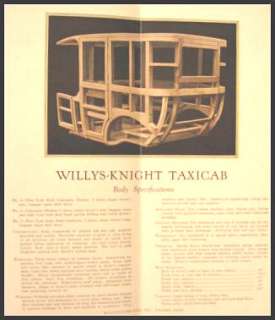 1923 1924 Willys Knight Overland Taxi Cab Orig Brochure  