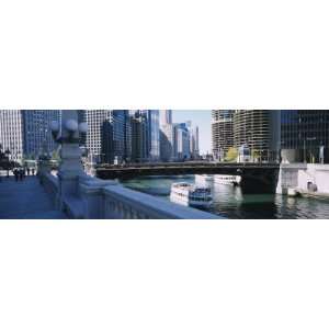 Tour Boat in a River, Chicago River, Chicago, Illinois, USA by 
