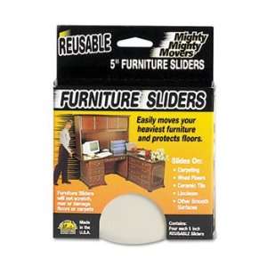 New   Mighty Mighty Movers Furniture Sliders, Round, 5 Dia., Beige, 4 
