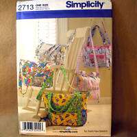 Simplicity 2713 Diaper Bags with Pockets Patterns NEW 039363324553 