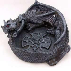  Double Winged Serpent Dragon Hovering over Ashtray 