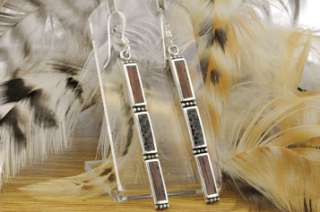 Silver Exotic Wood & Coconut Stick Hook Earrings  