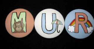 ALPHABET LETTERS, INITIALS   Hand Painted Wooden Knobs  
