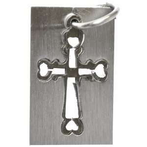   Stainless Steel Matte Plate with Carved Cross In The Center Jewelry