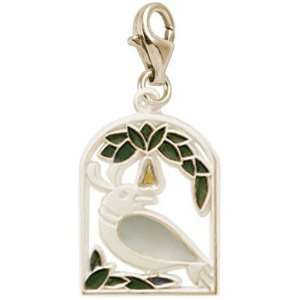   Partridge in a Pear Tree Charm with Lobster Clasp, 14k Yellow Gold