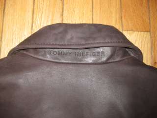 NWT Mens Tommy Hilfiger Dark Brown Leather Medium Jacket $550  