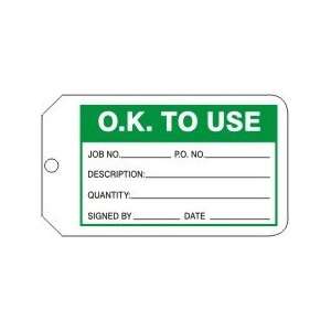  OK TO USE Tags RV Plastic (5 7/8 x 3 3/8)   1 Pack of 5 