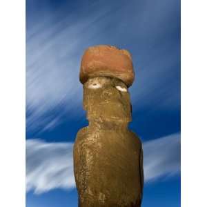  Moai Statue Ahu Ko Te Riku, the Only Topknotted and Eyeballed Moai 