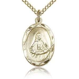  Gold Filled 5/8in St Frances Cabrini Medal & 18in Chain Jewelry