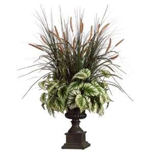    Foxtail and Begonias in Urn Faux Arrangement