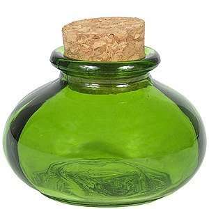 3.4oz Lime Green Glass Bean Jar, small 