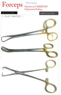 Towel clamp forceps 6.3 fishing gold color grip  