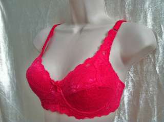 Underwired Neon Pink Lace Padded Bra 34B   38D  