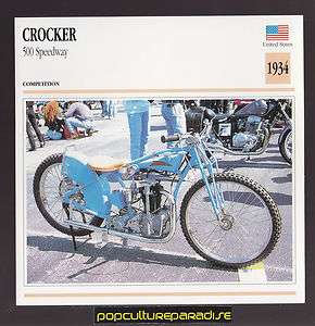 1934 CROCKER 500 SPEEDWAY American Bike MOTORCYCLE ATLAS PHOTO CARD 