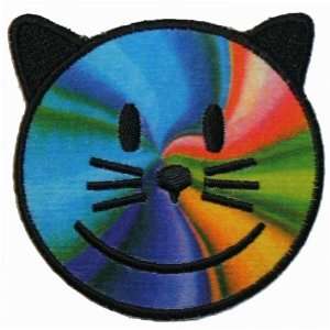  Rainbow Cat Happy Face Smiley Multi Color Iron On Patch 
