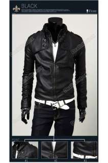 New Mens Slim Fit Top Jacket Coat Outerwear Designed PU Leather Short 