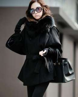 Quality Wool Lined Faux Fur Japan Black Jacket  
