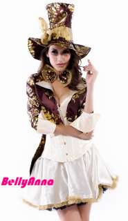 Mad Hatter Alice In Wonderland Halloween Cosplay Costume Fancy Dress 