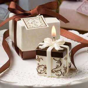 Favor Boxes Unique Favors, Ivory and Brown Gift Box Collection candle 
