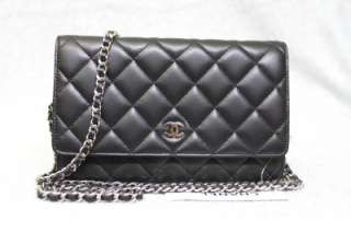   On a Chain Black Classic Quilted Leather WOC Messenger Bag New  